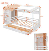 Twin size House Bed with Two Drawers and Wardrobe,White - V.I.P Digital Presence