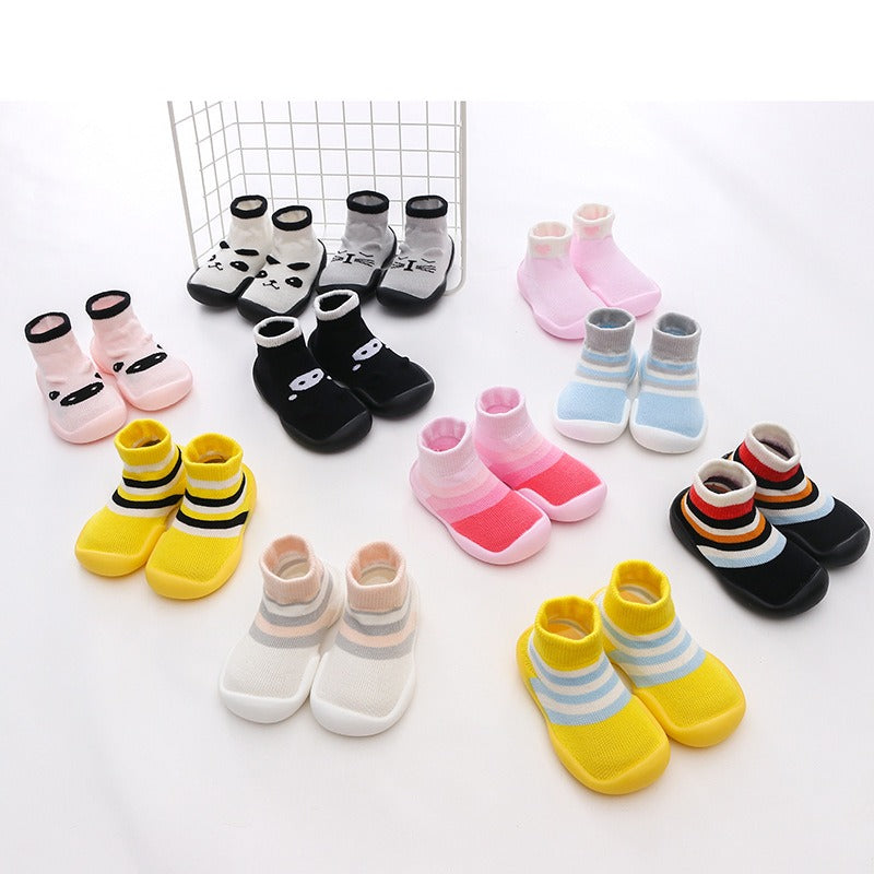 Autumn and Winter Baby Socks Silicone Anti slip Bottom Floor Socks Children's Shoes and Socks Cartoon Rainbow Strips Indoor Walking Shoes and Socks - V.I.P Digital Presence