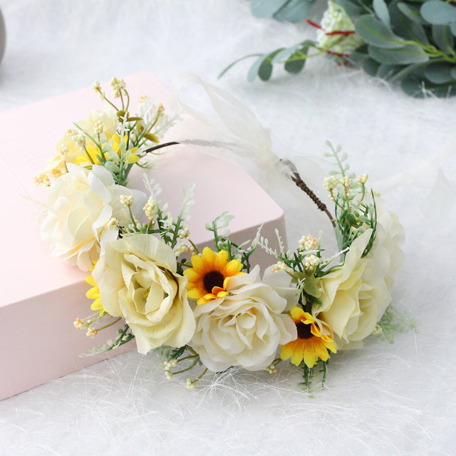 Big Rose Crown Simulation Flower Hair Hoop Sunflower Vine Flower Ring Street Dance Headwear - V.I.P Digital Presence