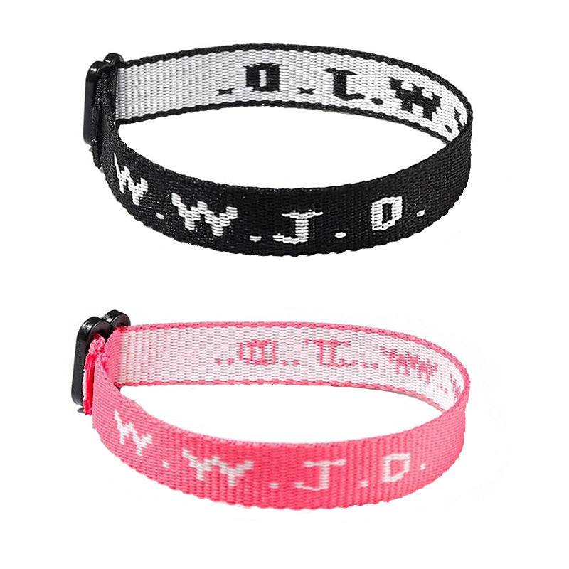 Alphabet Jacquard Printed Wrist Strap Bracelet Strap Unisex WWJD Bracelet Adjustable Bracelet - V.I.P Digital Presence
