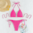 Printed lace up neck hanging sexy bikini triangle hot spring split swimsuit for women - V.I.P Digital Presence