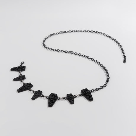 Dark style skull cross body chain, retro carved alloy single circle waist chain - V.I.P Digital Presence