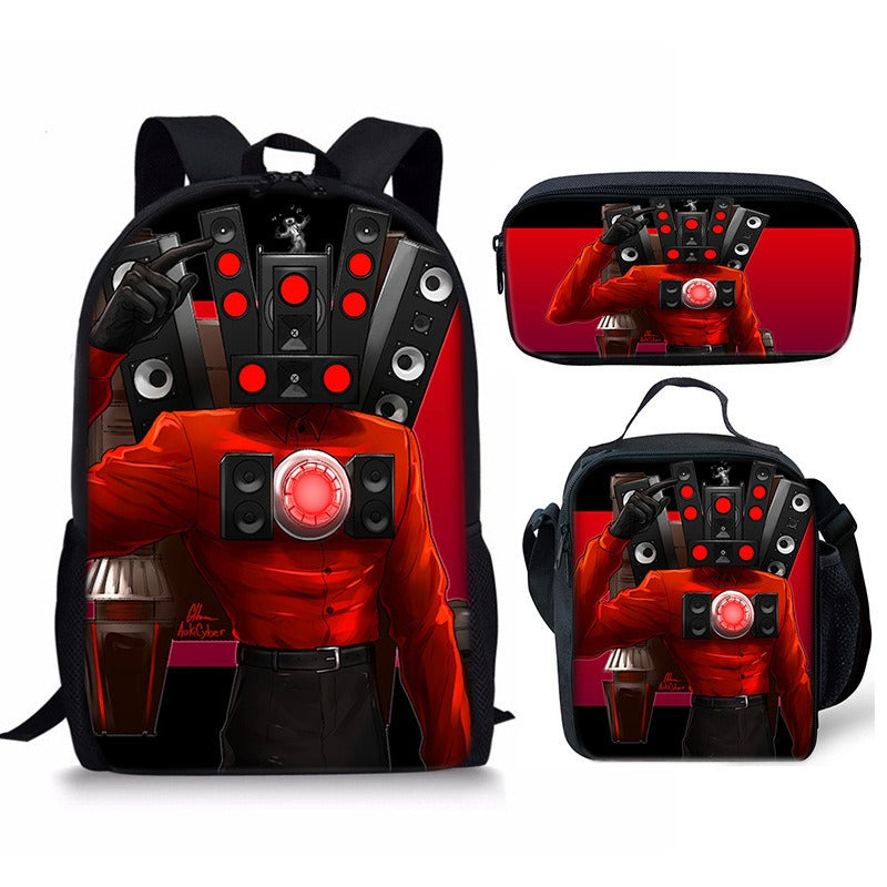 New 3PC-SET Skibidi Toilet Man Backpack Custom Game Peripheral Schoolbags For Primary Secondary School Teenage - V.I.P Digital Presence