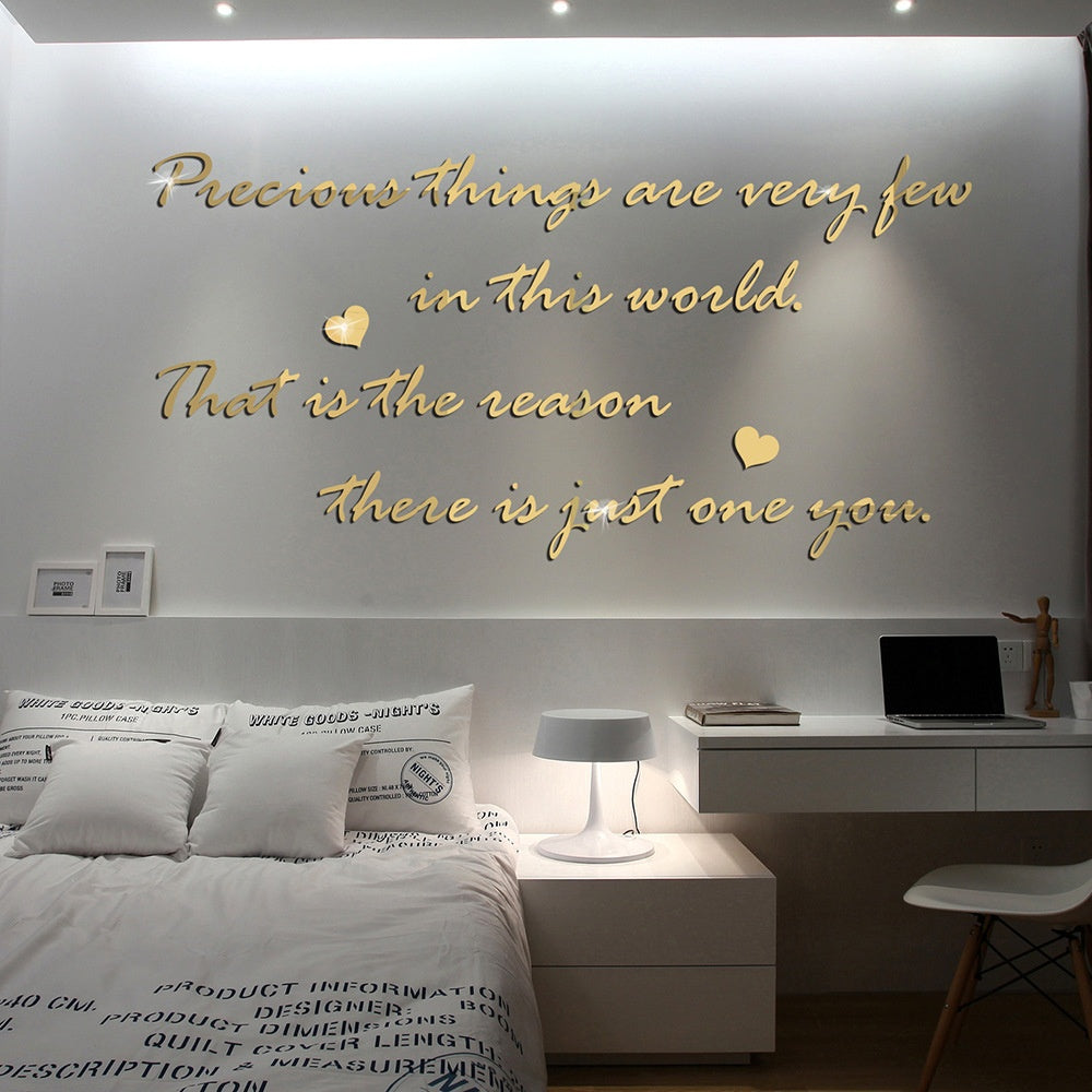 Precious English Letter Acrylic Mirror Surface Sticker Literary Sentence Background Wall Decoration Self-Adhesive 3D Wall Sticker - V.I.P Digital Presence
