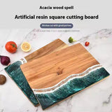 Acacia Wood and New Resin Cutting Board Wave Spliced Design Kitchen Fruit and Steak Board for Chopping Rectangle Wooden Boards - V.I.P Digital Presence