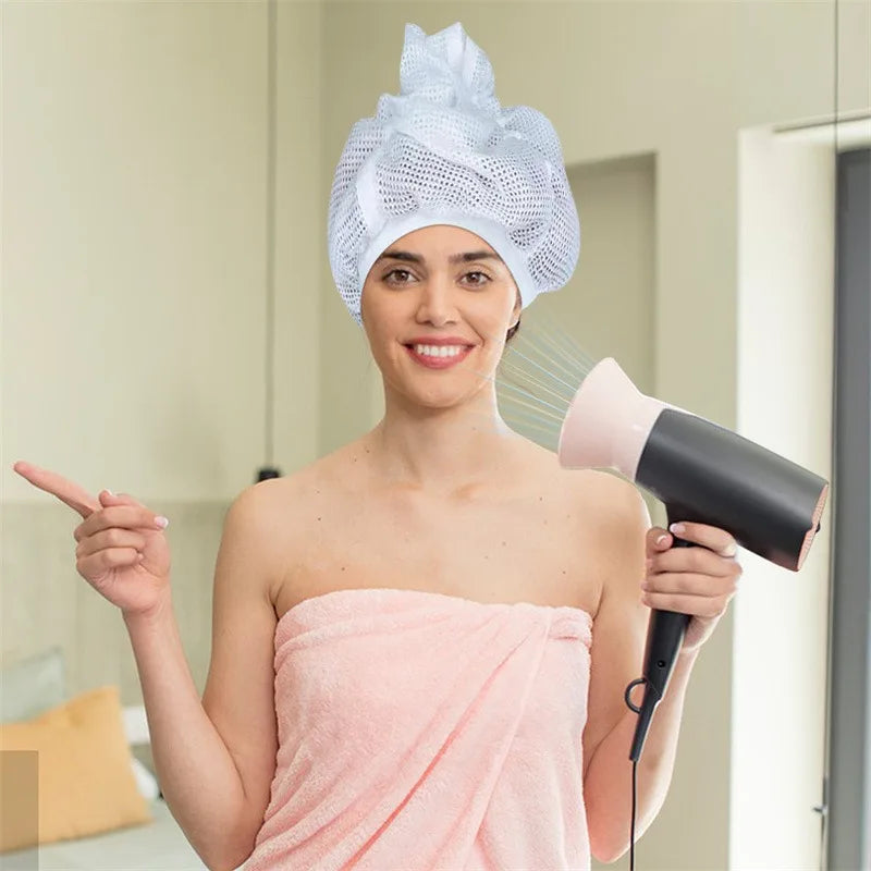Net Plopping Cap For Drying Curly Hair Adjustable Net Plopping Bonnet Quick Drying Hair Towel Bath Hats Net Plopping Cap - V.I.P Digital Presence