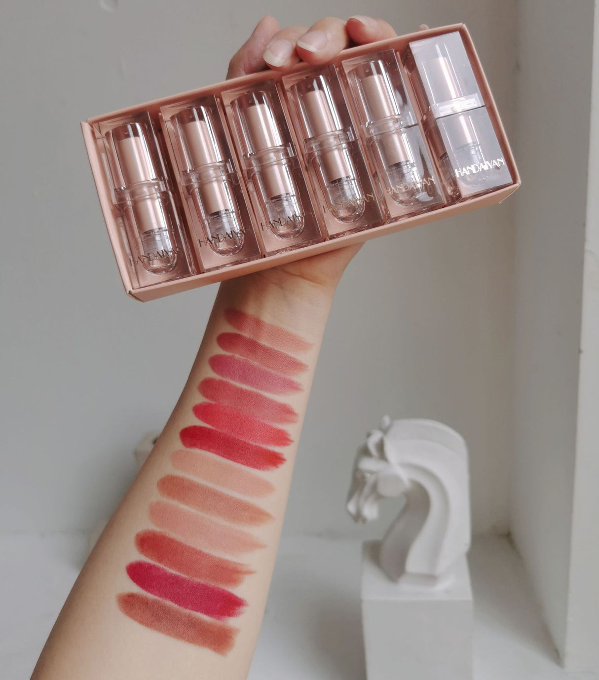 HANDAIYAN Makeup Crystal Square Tube Lipstick Small Ice Cube Matte Matte Lipstick Set 6 Pack - V.I.P Digital Presence