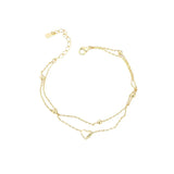 925 Sterling Silver Double Layer Heart-shaped Bracelet  for Women Girl Korean Style Small Fresh Summer Bracelet - V.I.P Digital Presence
