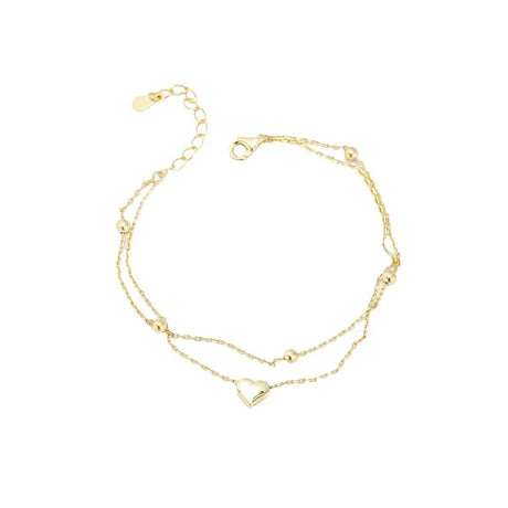 925 Sterling Silver Double Layer Heart-shaped Bracelet  for Women Girl Korean Style Small Fresh Summer Bracelet - V.I.P Digital Presence