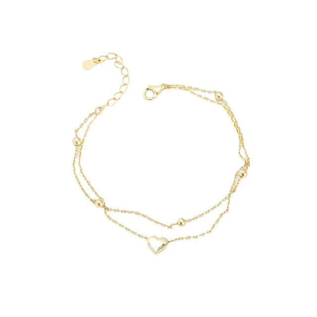 925 Sterling Silver Double Layer Heart-shaped Bracelet  for Women Girl Korean Style Small Fresh Summer Bracelet - V.I.P Digital Presence