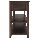 Retro Design Console Table with Two Open Shelves, Pine Solid Wood Frame and Legs for Living Room (Espresso) - V.I.P Digital Presence