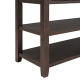 Retro Design Console Table with Two Open Shelves, Pine Solid Wood Frame and Legs for Living Room (Espresso) - V.I.P Digital Presence
