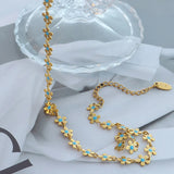 Flower blue drip oil niche light luxury necklace - V.I.P Digital Presence