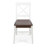 Roshan Farmhouse Acacia Wood Dining Chairs, White / Walnut (Set of 2) - V.I.P Digital Presence