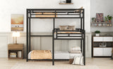 L-shaped Metal Triple Twin Size Bunk Bed, Black - V.I.P Digital Presence
