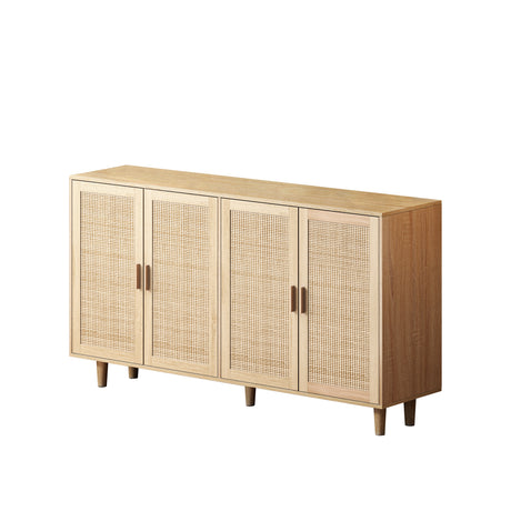 62.20"Elegant and Functional 4-Door Rattan Decorative Storage Cabinet,for Bedroom,Living Room,Office,Easy Assembl - V.I.P Digital Presence