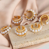 Pearl Titanium Steel C-Hoop Earrings - V.I.P Digital Presence