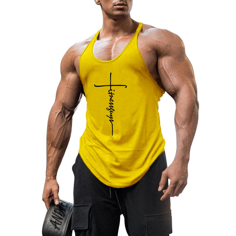 Pure cotton bodybuilding and fitness vest muscle men's sports deep digging 1cm thin shoulder strap sling - V.I.P Digital Presence