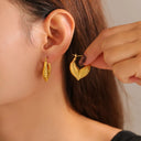Leaf patchwork heart-shaped earrings with a niche design and titanium steel earrings - V.I.P Digital Presence