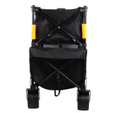 Big large capacity Folding cart Extra Long Extender Wagon Cart Folding Wagon Garden Shopping Beach Cart (black +orange) - V.I.P Digital Presence