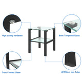 Glass two layer tea table, small round table, bedroom corner table, living room black side table - V.I.P Digital Presence