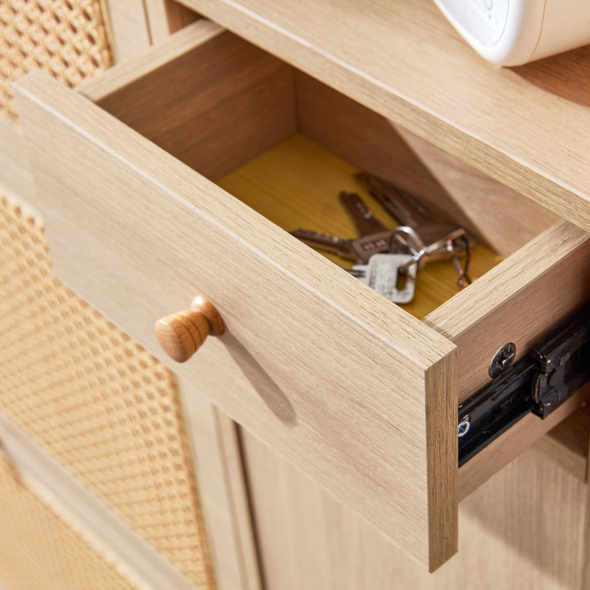 Modern minimalist storage cabinet MDF bed top cabinet Japanese rattan shoe cabinet, small home furniture - V.I.P Digital Presence