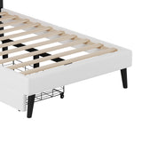 Twin cushion princess bed with crown headboard and 2 drawers with headboard and footrest, pink+white - V.I.P Digital Presence