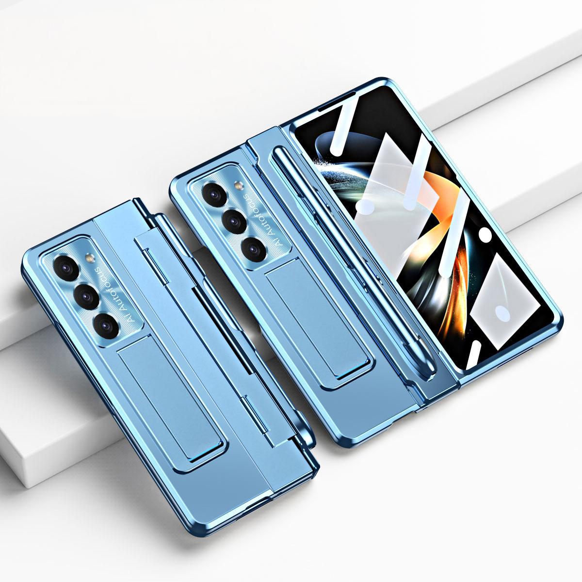 Samsung zfold 5 phone case FOLD4 flat hinge folding protective cover FOLD3 solid color bracket anti drop suitable - V.I.P Digital Presence