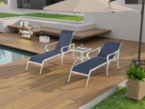3-piece terrace lounge chair set, outdoor lounge chair with 5 adjustable backrests, sturdy steel frame, white blue - V.I.P Digital Presence