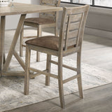 Set of 2 Dining Counter Height Chairs Modern Farmhouse Rustic Look Distressed Design Ladderback Solid Wood - V.I.P Digital Presence