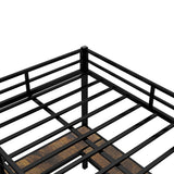Full metal loft bed with desk and shelf, loft bed with ladder and guardrail, bedroom loft bed frame, black - V.I.P Digital Presence