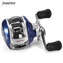 Carrete de pesca YUMOSHI para zurdos y diestros, 12+1BB, 6,3:1, freno magnético, rueda de caída de agua, bobina