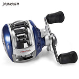 Carrete de pesca YUMOSHI para zurdos y diestros, 12+1BB, 6,3:1, freno magnético, rueda de caída de agua, bobina