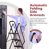 Four step ladder, lightweight folding four step stool, wide anti slip pedal and safety handle, sturdy steel ladder - V.I.P Digital Presence