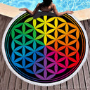 Toalla de playa redonda con estampado digital de animales de Tai Chi bohemios en 3D, ideal para natación, yoga, picnic y bikini.