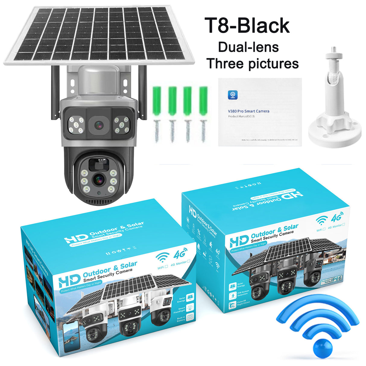 Solar camera WIFI dual-screen gunball 10x zoom low-power battery wireless monitor - V.I.P Digital Presence