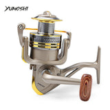 Carrete de pesca giratorio YUMOSHI 8 BB con relación de pesca 5,1:1, serie 1000-7000, con manivela y dirección de carpas