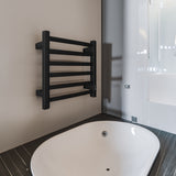Towel Warmer 6 Bar Electric Heated Towel Rack Wall Mount Plug-in/Bath Towel Heater Matt-Black - Timer - V.I.P Digital Presence