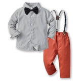Children's Clothing Autumn Korean Version Multi-Color Plaid Long Sleeve Cotton Shirt Suspenders Boys' Suit - V.I.P Digital Presence