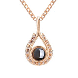 Waterdrop shaped fashion projection necklace with 100 languages. I love you. Color photos, customized lover accessories - V.I.P Digital Presence