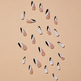 Almond-shaped French edge manicure, mandarin duck color gold corrugated fake nails finished product - V.I.P Digital Presence