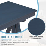 48-Inch Rustic Vintage Console Table --- Farmhouse Style Entryway Table with Open Shelf and Sturdy Construction (Navy) - V.I.P Digital Presence