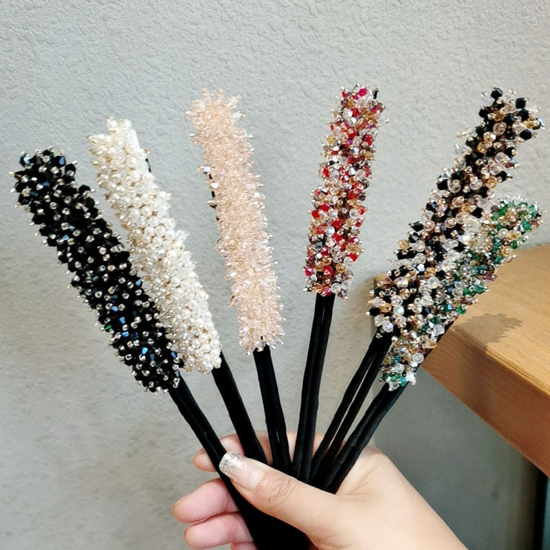 Wedding Bridal Rhinestone Pearl Flower Clear Crystal Handmade Maruko Hair Pins Clips Bridesmaid Hairwear Jewelry Hair Accessory - V.I.P Digital Presence
