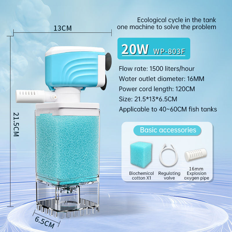 Multifunctional Aquarium Sponge Filter: Water Purifier, Pump, Wave Maker, with Suction Cup & Air Pump - V.I.P Digital Presence