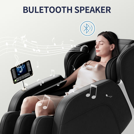 Full body deep tissue massage chair, foot massage, 8 fixed massage rollers, touch screen suitable for 5.1-5.75 feet high (black) - V.I.P Digital Presence