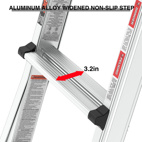 Aluminum Multi-Position Ladder with Wheels, 300 lbs Weight Rating, 22 FT - V.I.P Digital Presence