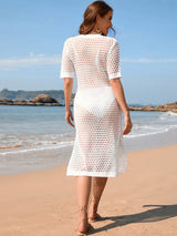 Slit Openwork Round Neck Cover-Up - V.I.P Digital Presence