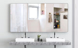 Large bathroom mirror with movable tray wall mounted mirror, vertically and horizontally suspended aluminum frame wall mounted m - V.I.P Digital Presence