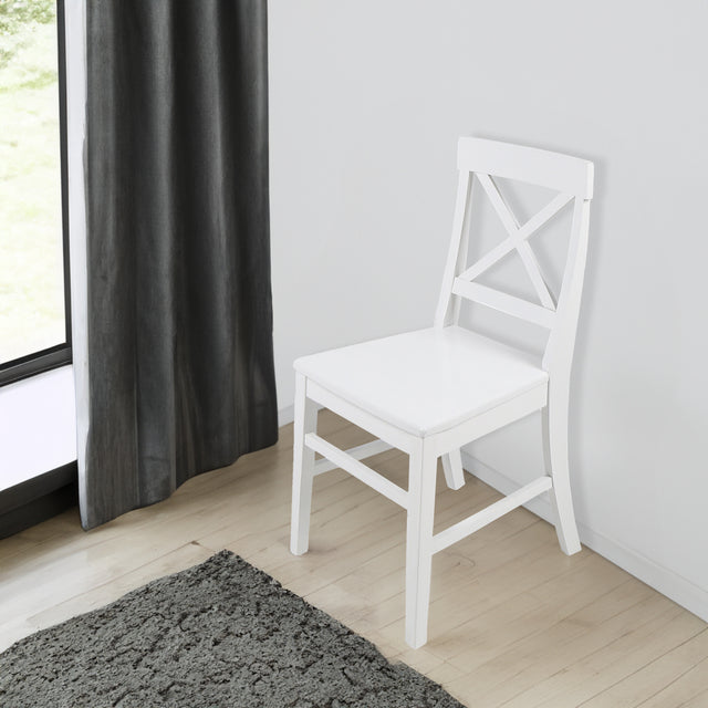 Roshan Farmhouse Acacia Wood Dining Chairs, White (Set of 2) - V.I.P Digital Presence