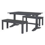 TREXM 3-piece retro cutlery set, rectangular stand table, and 2 wooden stools for 4 people (gray) - V.I.P Digital Presence